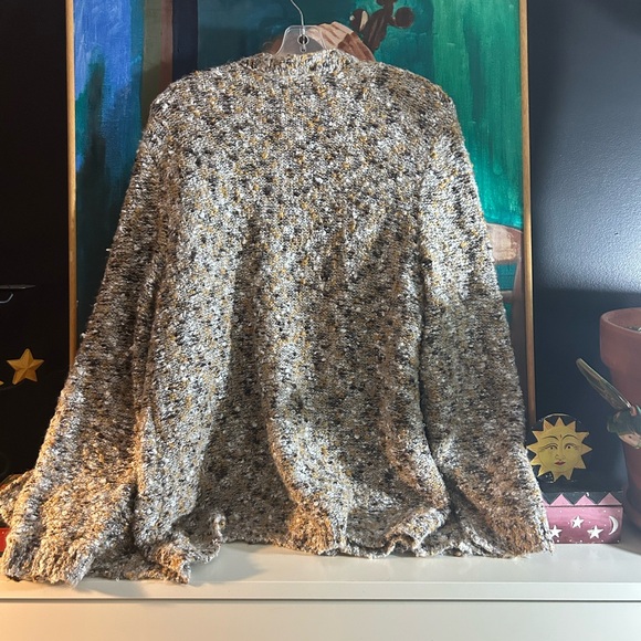 Elegant Nature Earthy Tones Cardigan Sweater - Brown and Cream - Picture 8 of 10